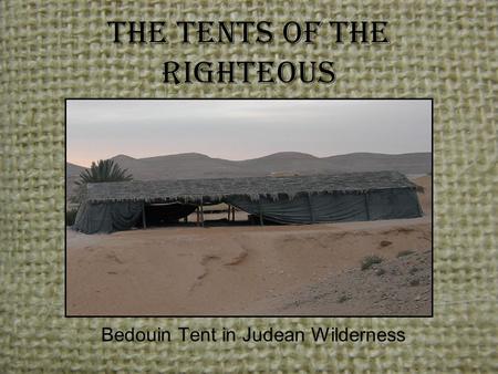 The Tents of the Righteous Bedouin Tent in Judean Wilderness.