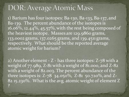 DOR: Average Atomic Mass