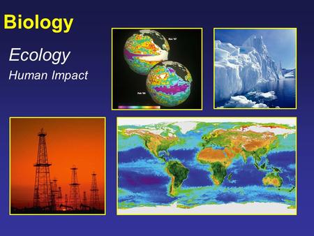 Biology Ecology Human Impact. Ecology Topics Human population growthHuman population growth BiodiversityBiodiversity Impacts on the environmentImpacts.