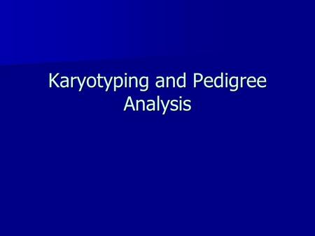 Karyotyping and Pedigree Analysis. Normal Human Karyotype  46 Chromosomes 44 autosomes + 2 sex chromosomes 44 autosomes + 2 sex chromosomes  Chromosomes.