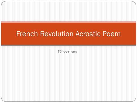 French Revolution Acrostic Poem