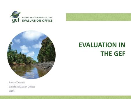 Aaron Zazueta Chief Evaluation Officer 2013 EVALUATION IN THE GEF.