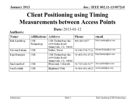 Client Positioning using Timing Measurements between Access Points