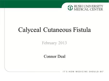 Calyceal Cutaneous Fistula Connor Deal February 2013.