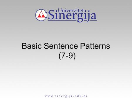 Basic Sentence Patterns (7-9)