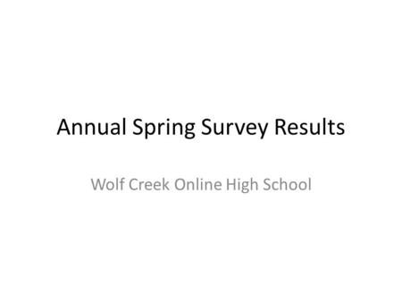 Annual Spring Survey Results Wolf Creek Online High School.