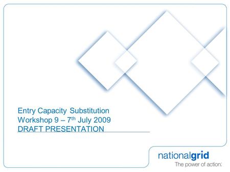 Entry Capacity Substitution Workshop 9 – 7 th July 2009 DRAFT PRESENTATION.