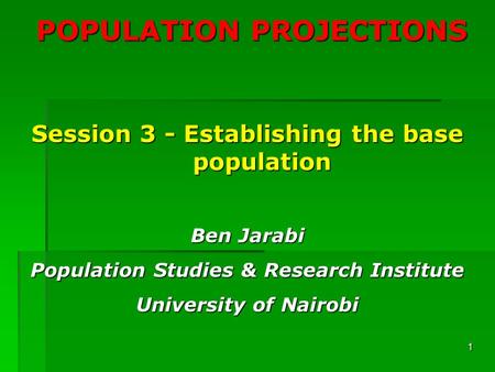 POPULATION PROJECTIONS