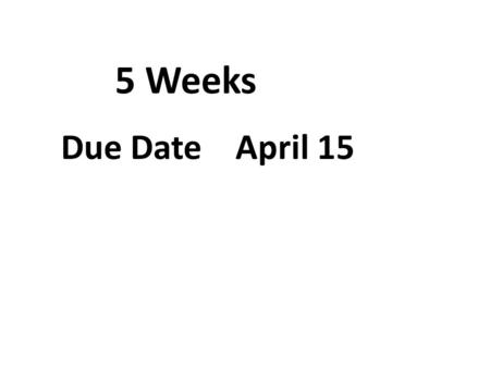5 Weeks Due Date April 15. Content Not Key Google performs 3 Billion Searches a day.