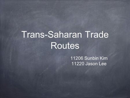 Trans-Saharan Trade Routes 11206 Sunbin Kim 11220 Jason Lee.