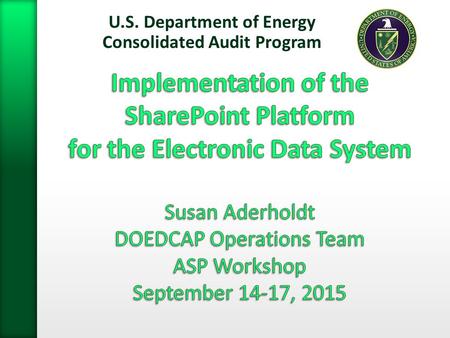 U.S. Department of Energy Consolidated Audit Program 1.