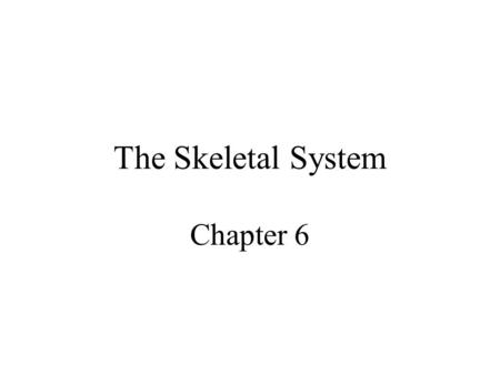 The Skeletal System Chapter 6.