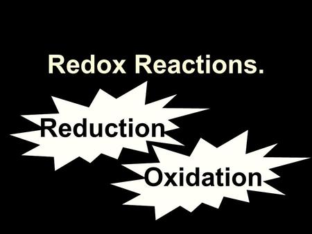 Redox Reactions. Oxidation Reduction Oxidation and Reduction Oxidation: Gain of oxygen Loss of electrons Reduction: Loss of oxygen Gain of electrons.