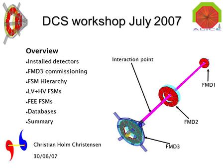 DCS workshop July 2007 Overview Installed detectors Installed detectors FMD3 commissioning FMD3 commissioning FSM Hierarchy FSM Hierarchy LV+HV FSMs LV+HV.