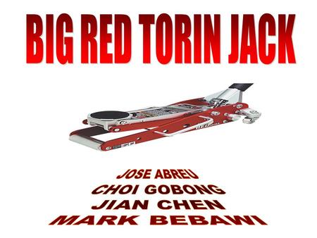 INTRODUCTION “Big Red” Torin Aluminum Jack “Big Red” Torin Aluminum Jack 3000 lb capacity 3000 lb capacity Gross weight 48 lbs Gross weight 48 lbs High.