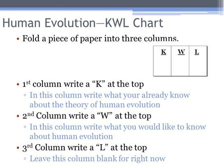 Human Evolution—KWL Chart