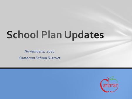 November 1, 2012 Cambrian School District. School Plan (SPSA) process review Site SPSA updates Moving Forward Overview.