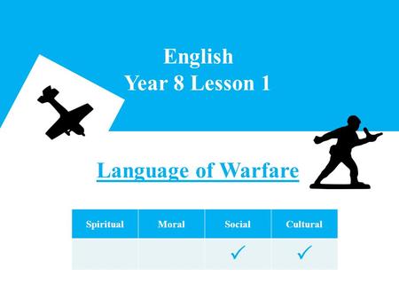 English Year 8 Lesson 1 Language of Warfare SpiritualMoralSocialCultural 