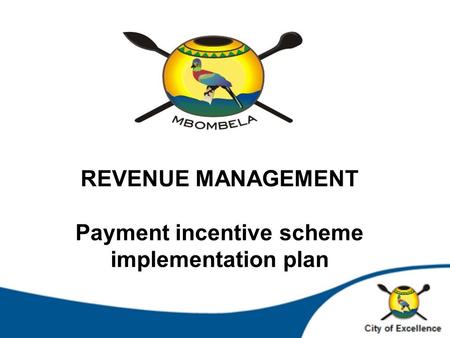 REVENUE MANAGEMENT Payment incentive scheme implementation plan.