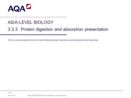 AS/A-LEVEL BIOLOGY Protein digestion and absorption presentation