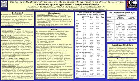 Lipoatrophy and lipohypertrophy are independently associated with hypertension: the effect of lipoatrophy but not lipohypertrophy on hypertension is independent.