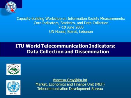 Capacity-building Workshop on Information Society Measurements: Core Indicators, Statistics, and Data Collection 7-10 June 2005 UN House, Beirut, Lebanon.