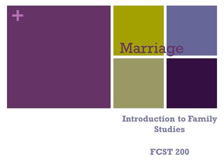 + Marriage Introduction to Family Studies FCST 200.