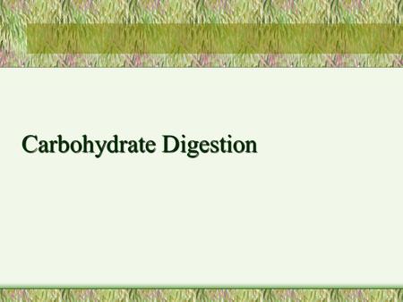 Carbohydrate Digestion Forms of Carbohydrate Simple sugars Starch Glycogen Fiber.