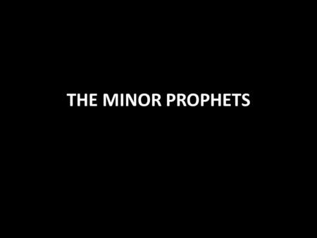 THE MINOR PROPHETS. List in the Bible Hosea Joel Amos Obadiah Jonah Micah Nahum Habakkuk Zephaniah Haggai Zechariah Malachi.