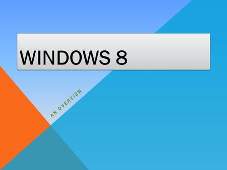 WINDOWS 8. INTRODUCING WINDOWS 8 TECHNOLOGY FEATURES The built-in assistive technologies in Windows 8 work with both Windows 8 applications and with.