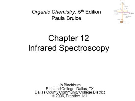 Chapter 12 Infrared Spectroscopy Jo Blackburn Richland College, Dallas, TX Dallas County Community College District  2006,  Prentice Hall Organic Chemistry,