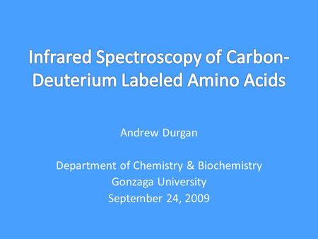Andrew Durgan Department of Chemistry & Biochemistry Gonzaga University September 24, 2009.