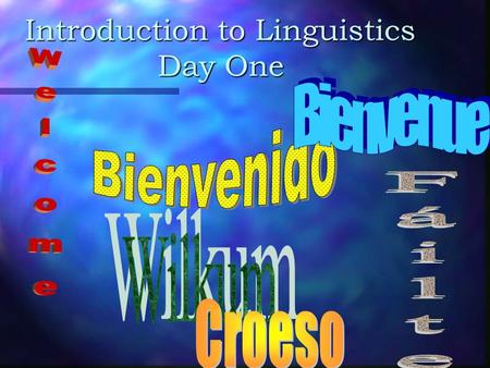 Introduction to Linguistics Day One n What is a language?