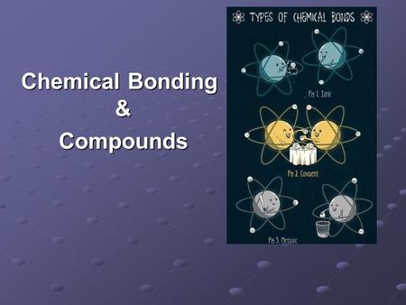 Chemical Bonding & Compounds Compounds. Molecule – a particle made up of 2 or more atoms bonded together Compound – a substance made up of 2 or more elements.