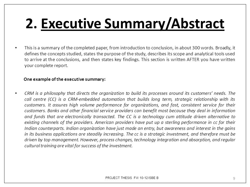 How to write your dissertation executive summary