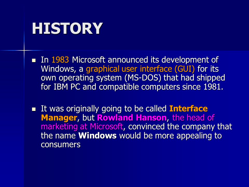 A history of microsoft windows operating system and its versions
