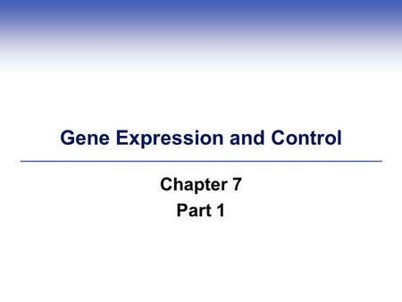 Gene Expression and Control