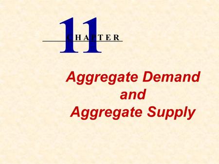 Aggregate Demand and Aggregate Supply 11 C H A P T E R.