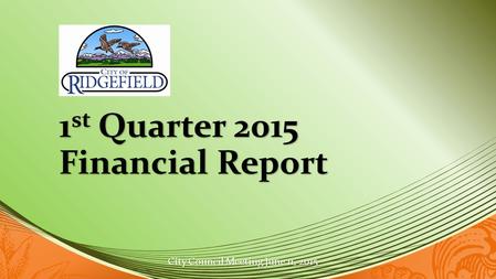 1 st Quarter 2015 Financial Report City Council Meeting June 11, 2015.