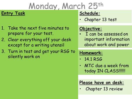 Monday, March 25th Entry Task