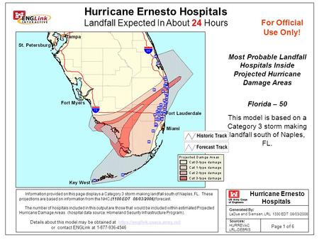 For Official Use Only! Information provided on this page displays a Category 3 storm making landfall south of Naples, FL. These projections are based on.