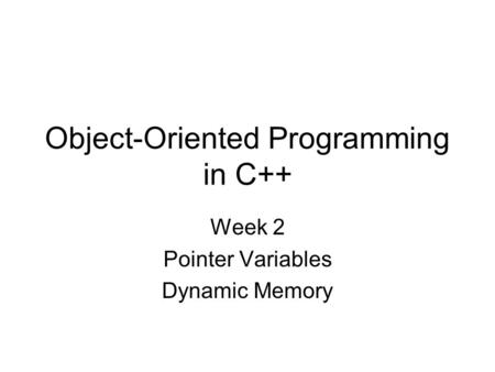 Object-Oriented Programming in C++