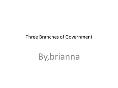 Three Branches of Government By,brianna. Executive Branch  The Executive Branch of the government is run by the president and the vice president.  The.