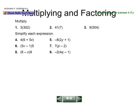 Multiplying and Factoring