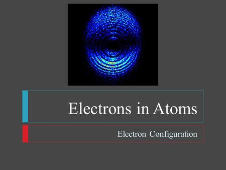 Electrons in Atoms Electron Configuration. Thursday, September 13’ Electron Configuration  Take out your Chapter 4 Vocabulary Terms  Take out your notes.
