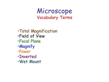 Microscope Vocabulary Terms