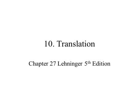 Chapter 27 Lehninger 5th Edition