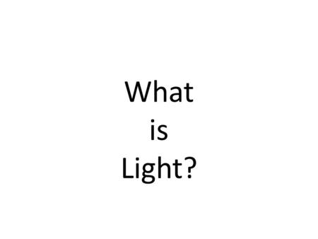 What is Light?. Light is Energy you can see. Light Phenomenon Isaac Newton (1642-1727) believed light consisted of particles By 1900 most scientists.