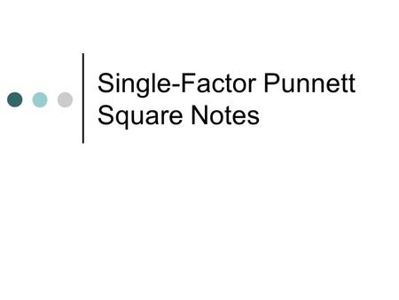 Single-Factor Punnett Square Notes. Punnett Square A diagram that can be used to predict the gene combinations that might result from a cross.