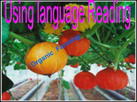 Organic Farming. Discussion.  What is the meaning of this title?  How can farmers produce organic food? Terms( 术语 ) ： Chemical Fertilizer/ natural.